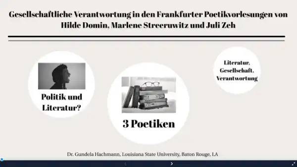 Presentation by Gundela Hachmann: Politics and Literature